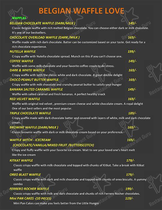 Belgian Waffle Love menu