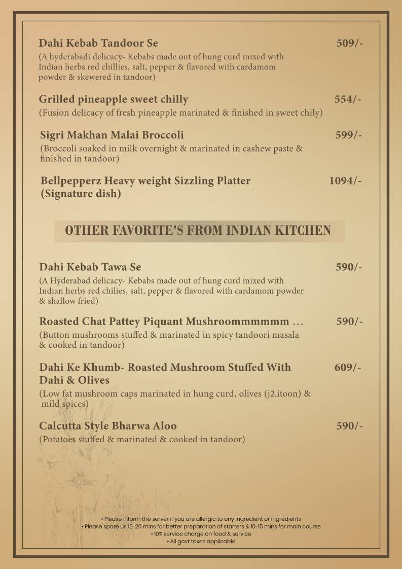 Bell Pepperz menu