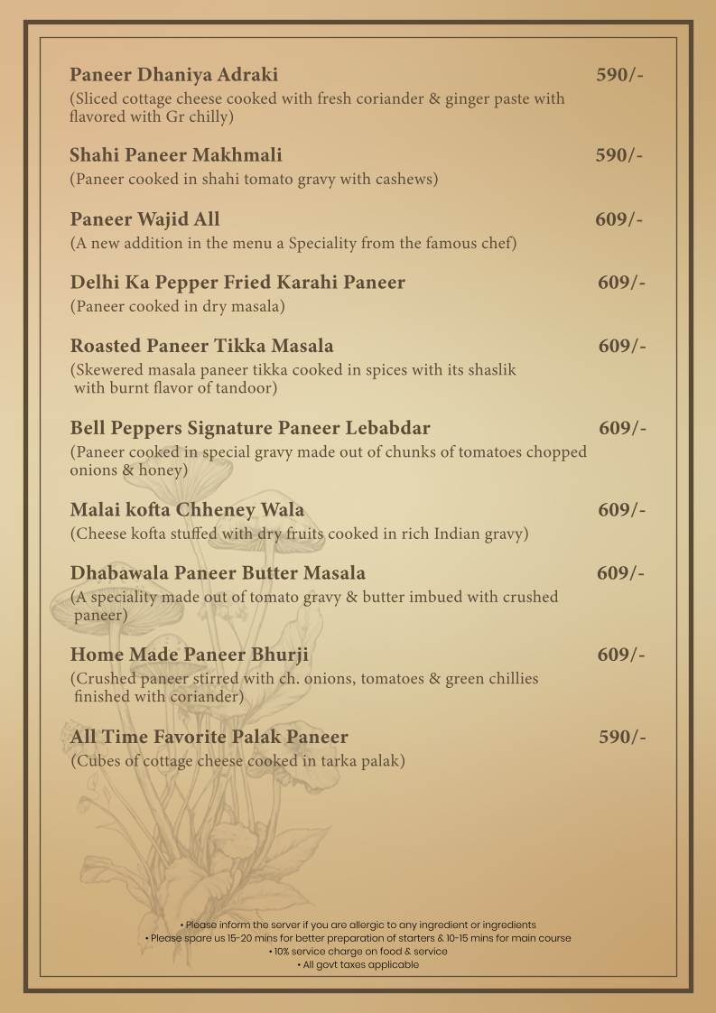 Bell Pepperz menu