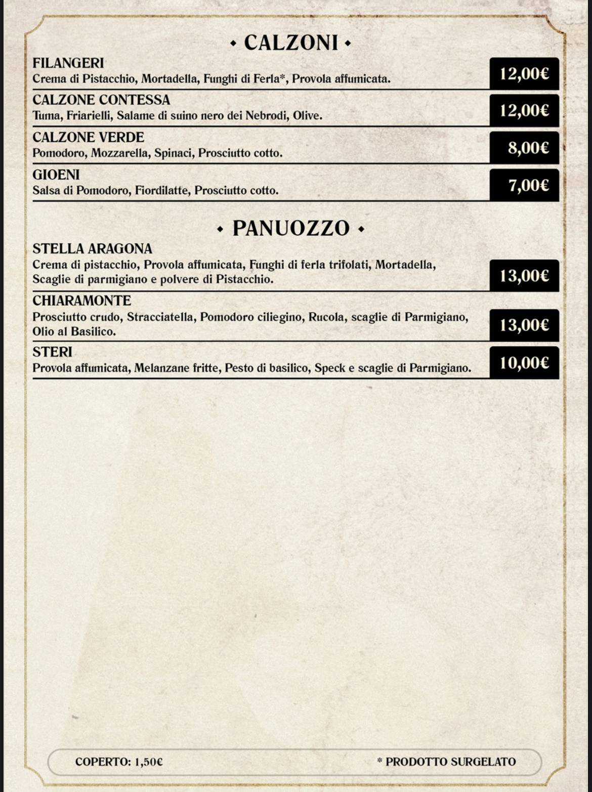 Menu di I Baroni Pizzeria Ristorante 