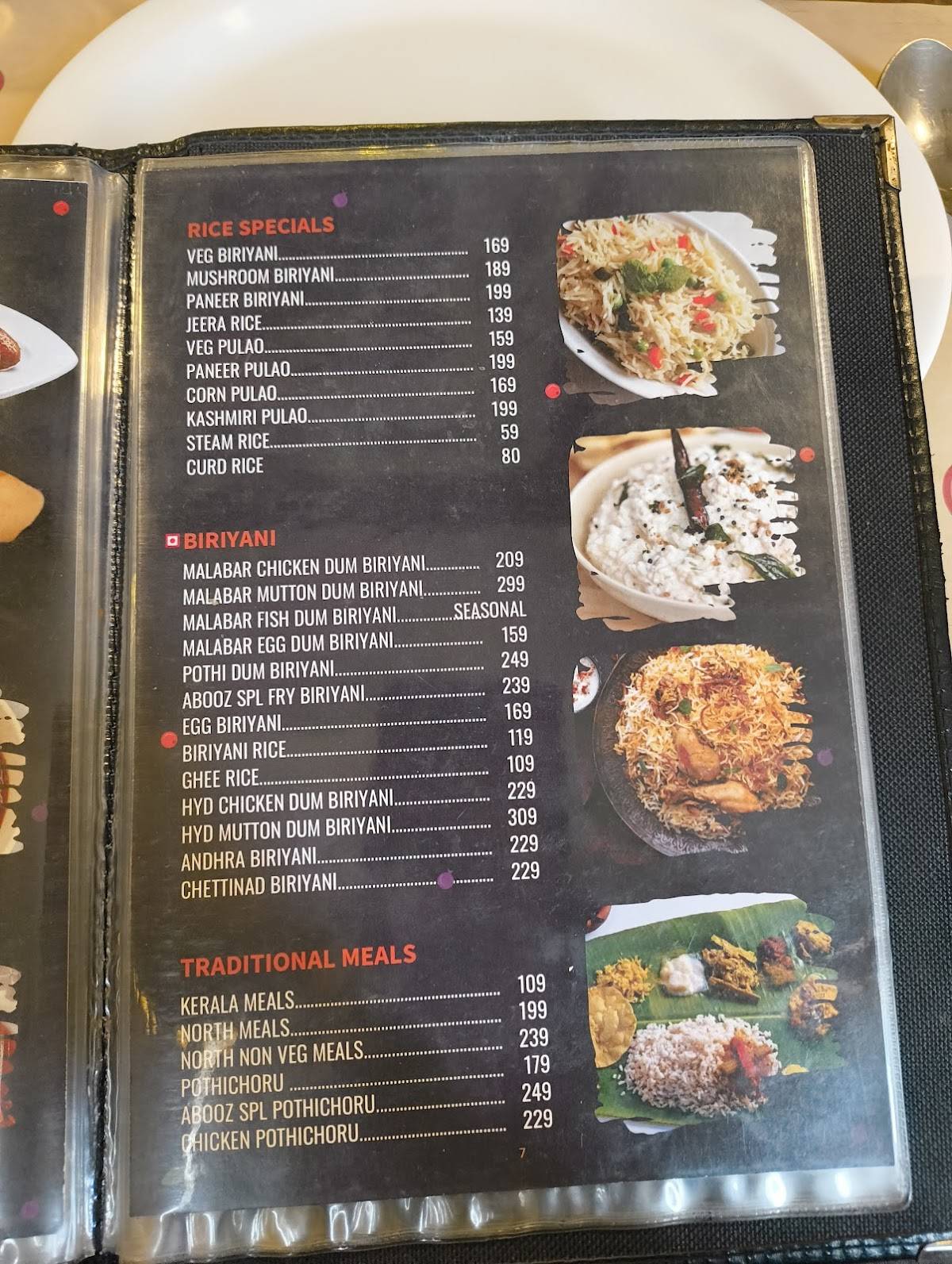 Hotel Abooz menu