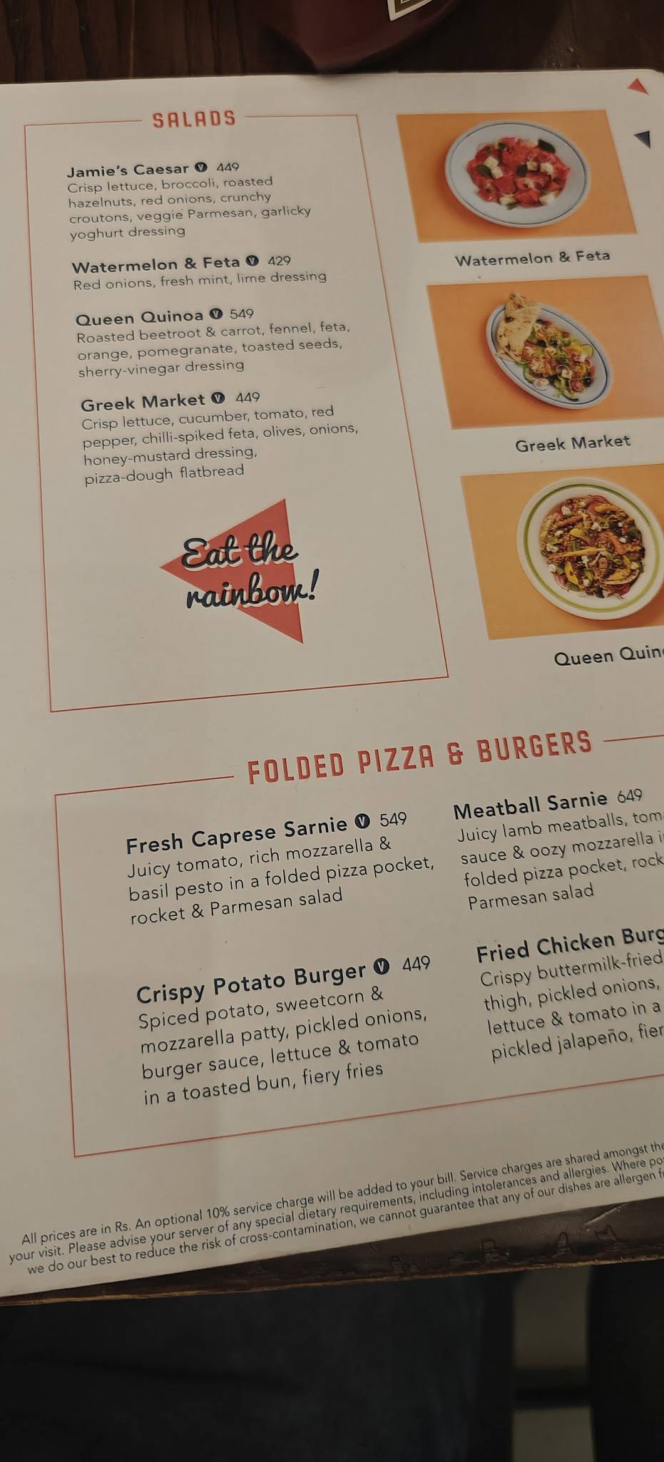 Jamie Oliver's Pizzeria menu
