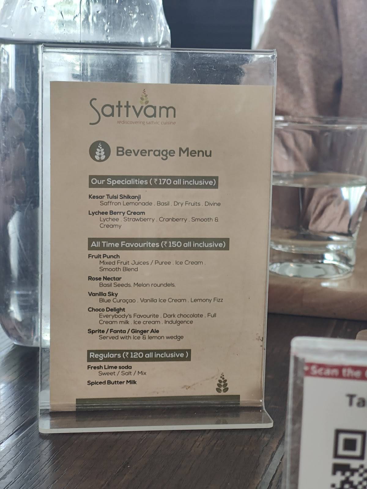 Sattvam Restaurant menu