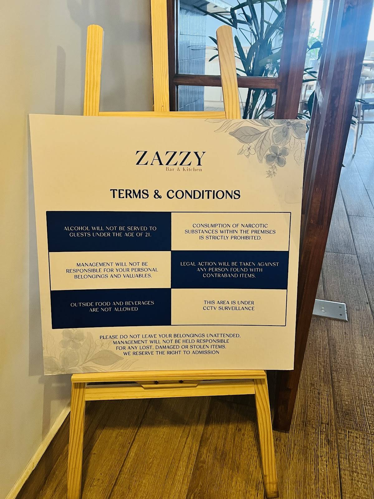 Zazzy Bar & Kitchen menu