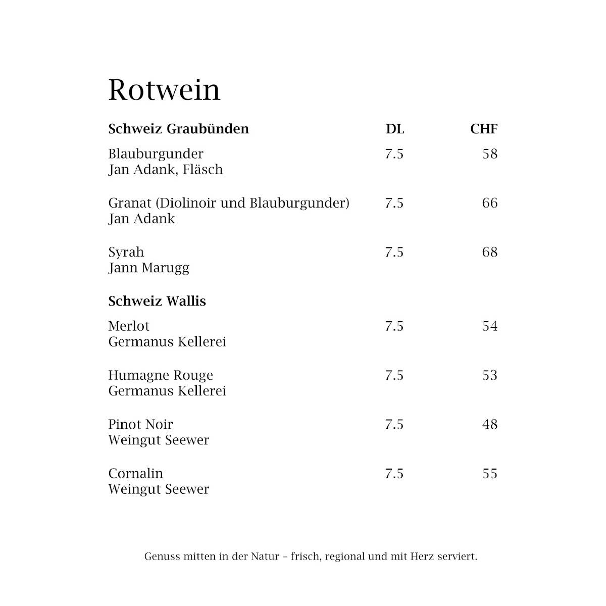 Menu di Berghaus Bargis 
