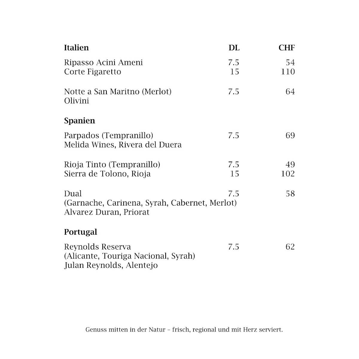 Menu di Berghaus Bargis 