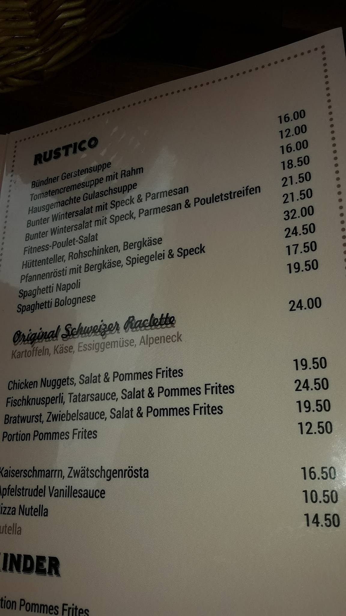 Menu di Bergrestaurant Höhenweg 