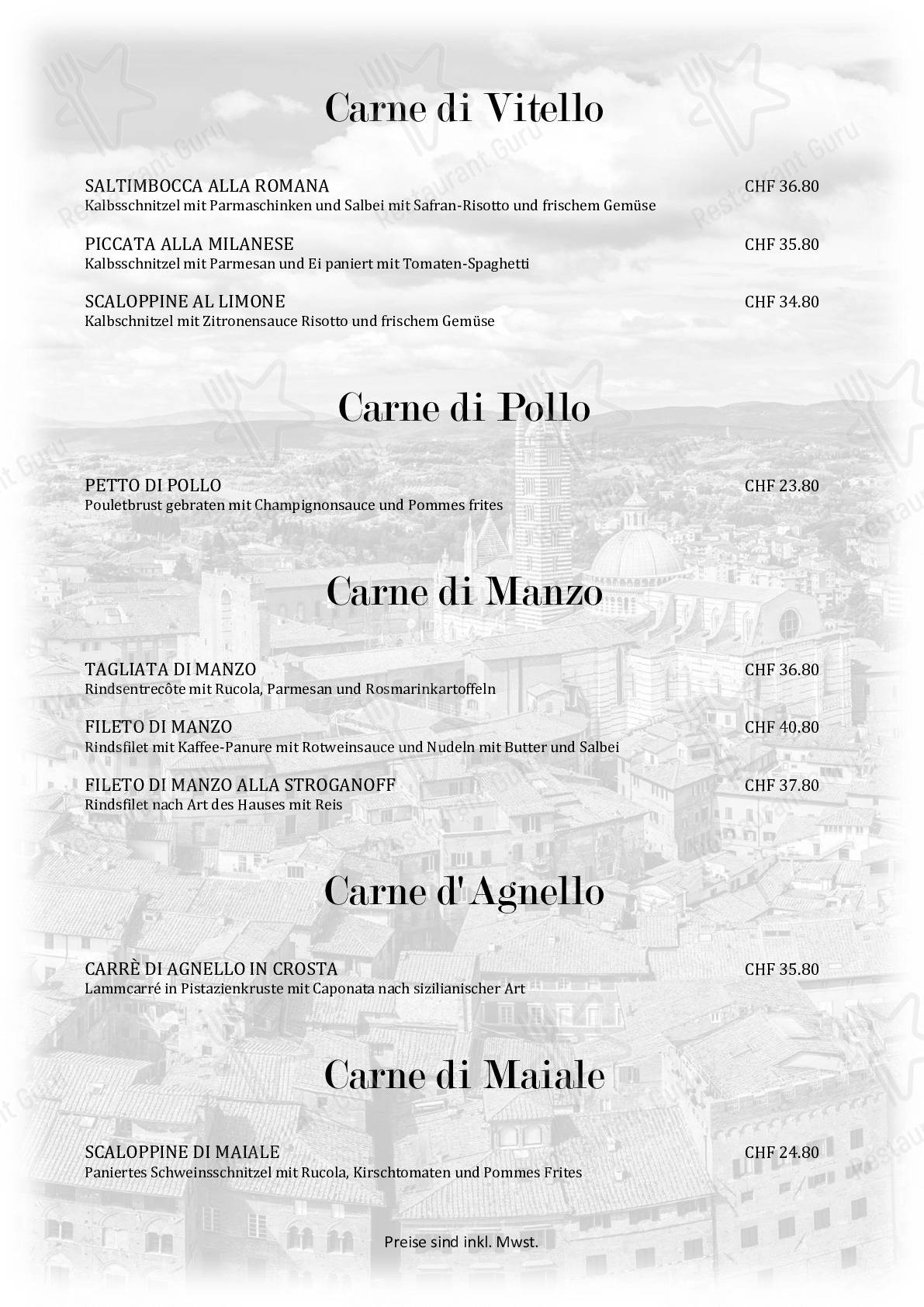 Menu per Dieci pizzeria