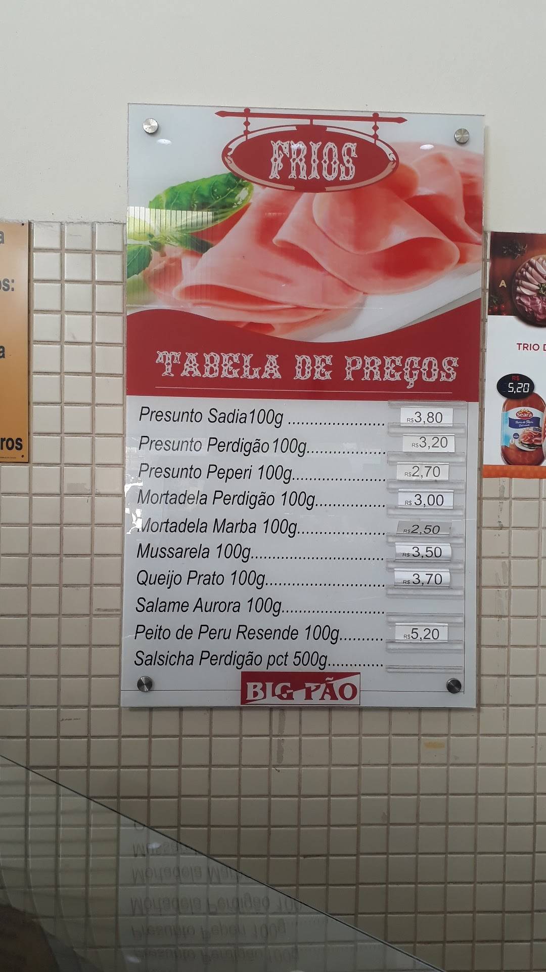 Padaria Big Pão cardápio