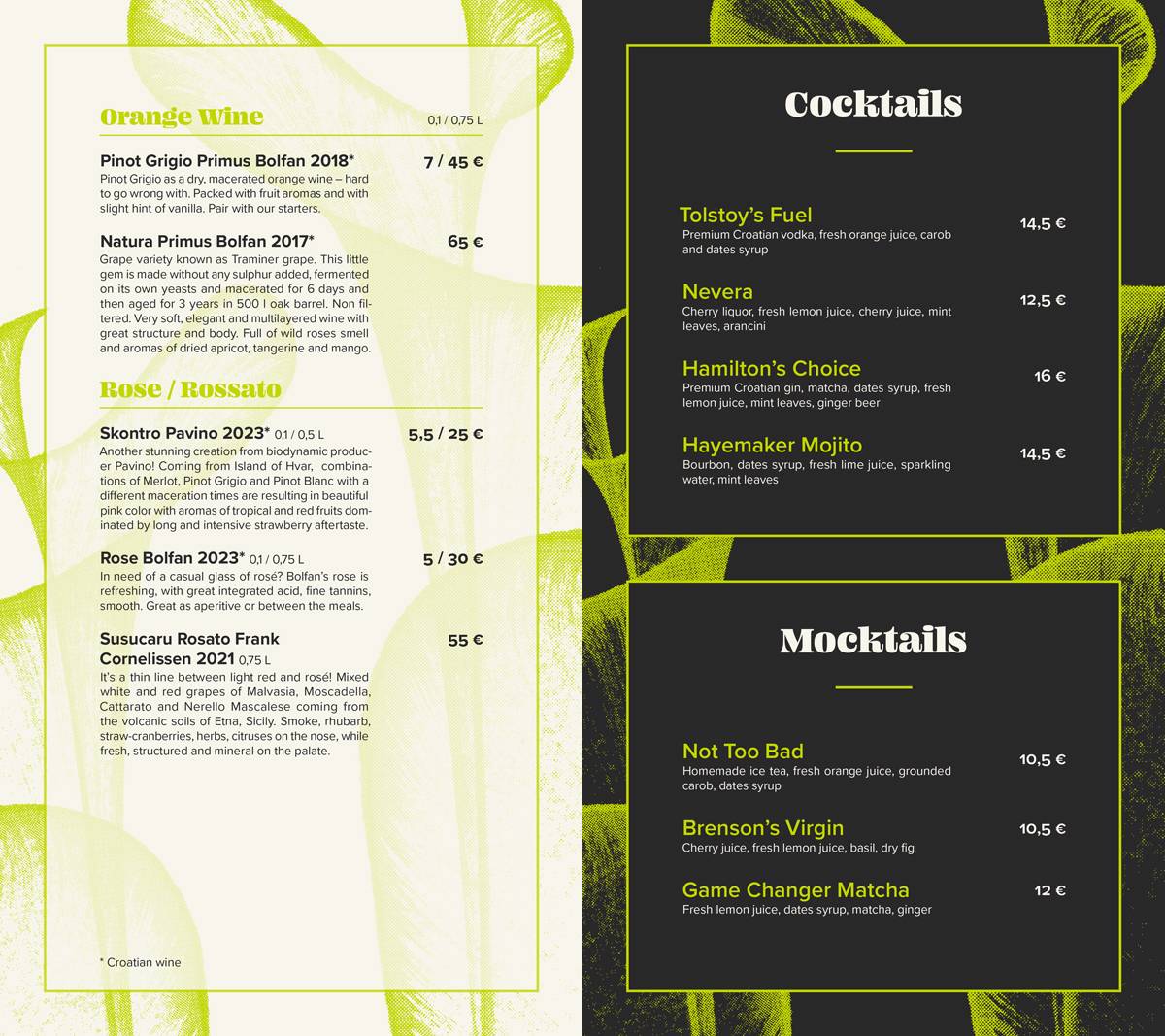 Menu di BioMania Bistro Bol 