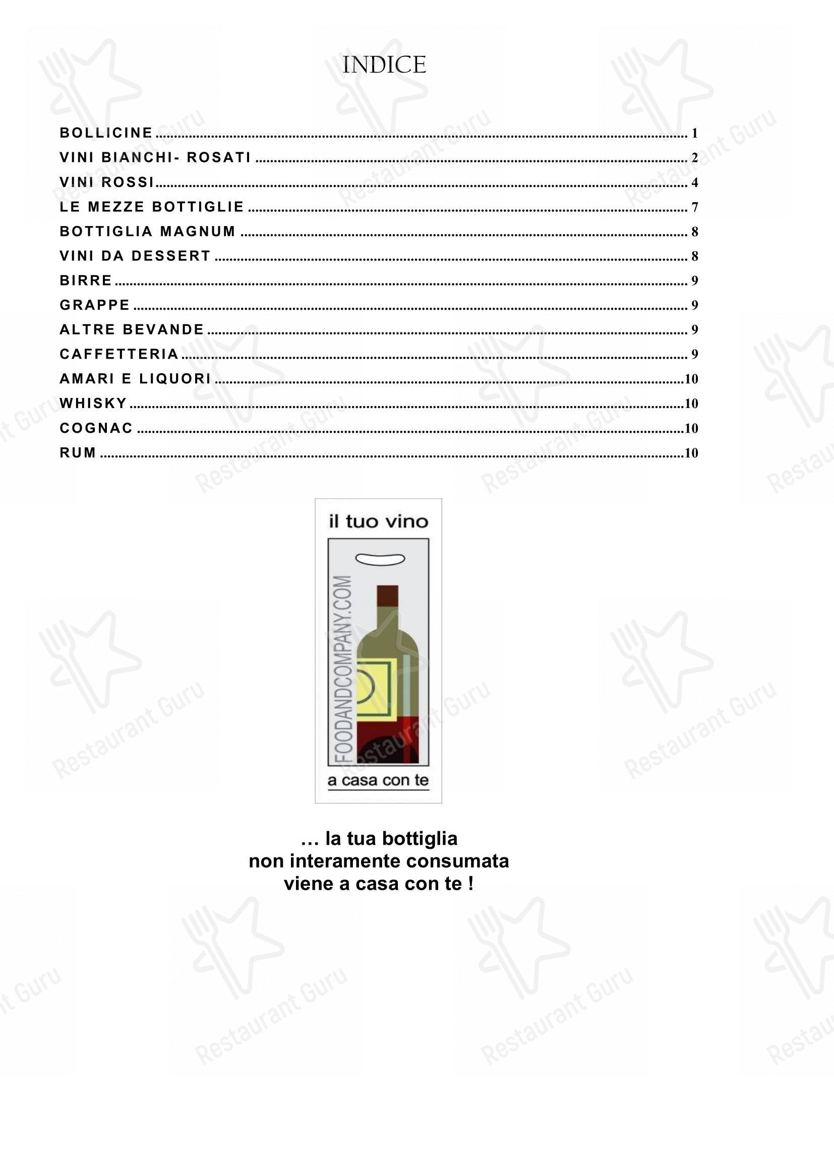 Menu bar per Birilli ristorante