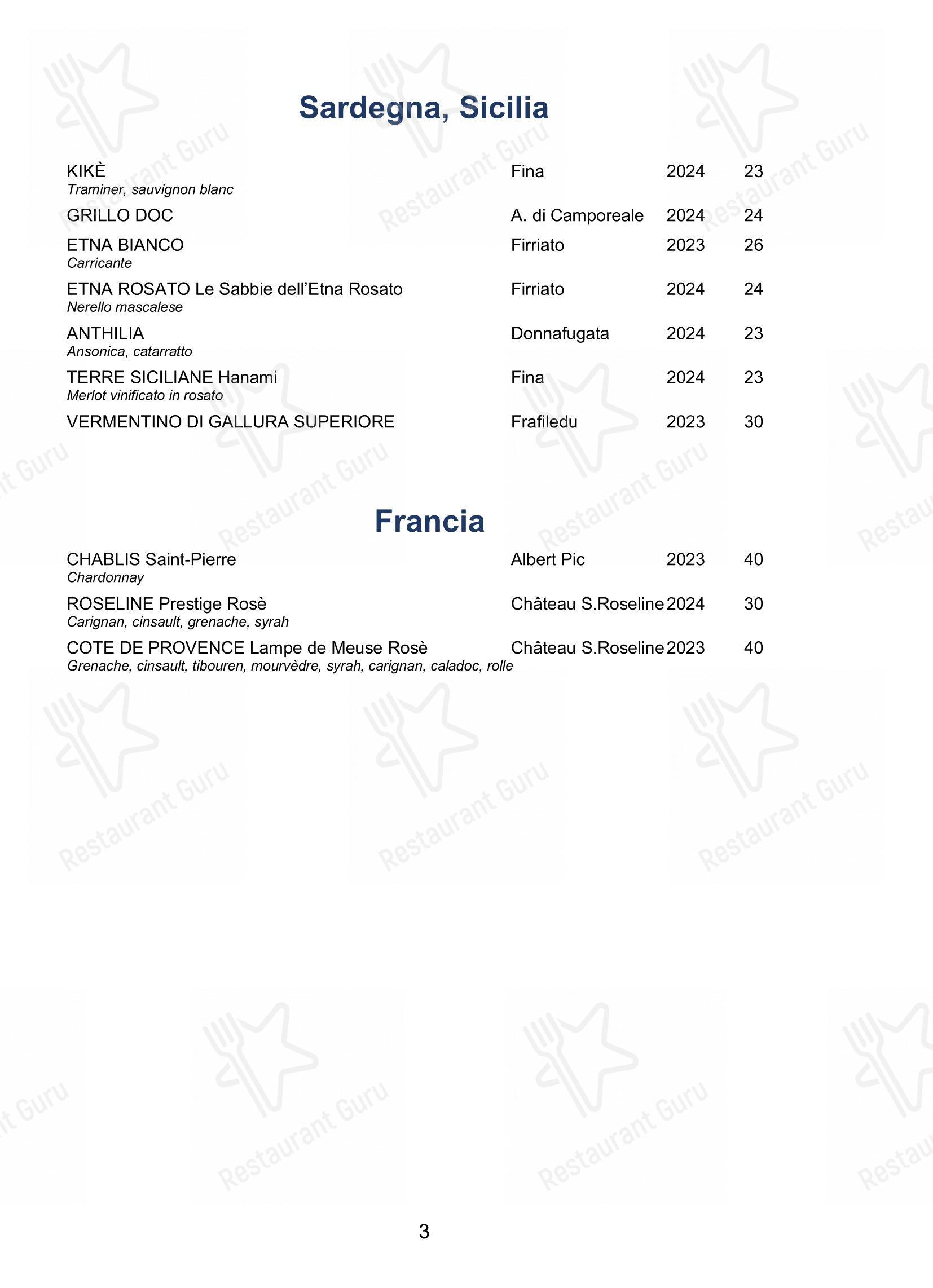 Menu bar per Birilli ristorante
