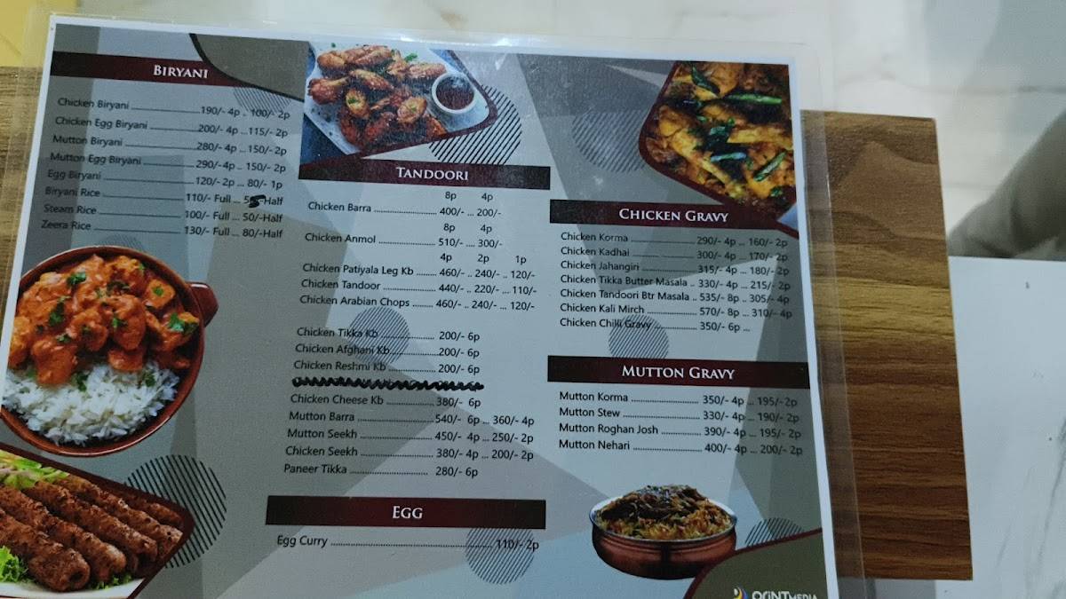 Biryani Mahal Restaurant and Takeaway menu