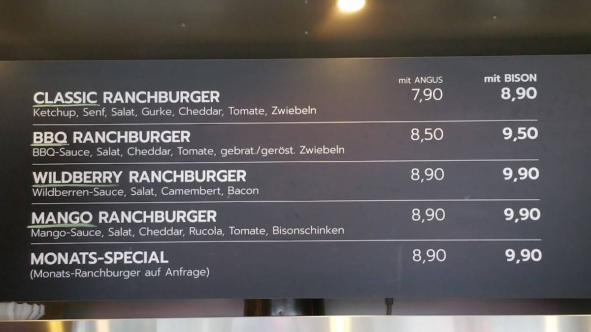Menu de Bison Food Store