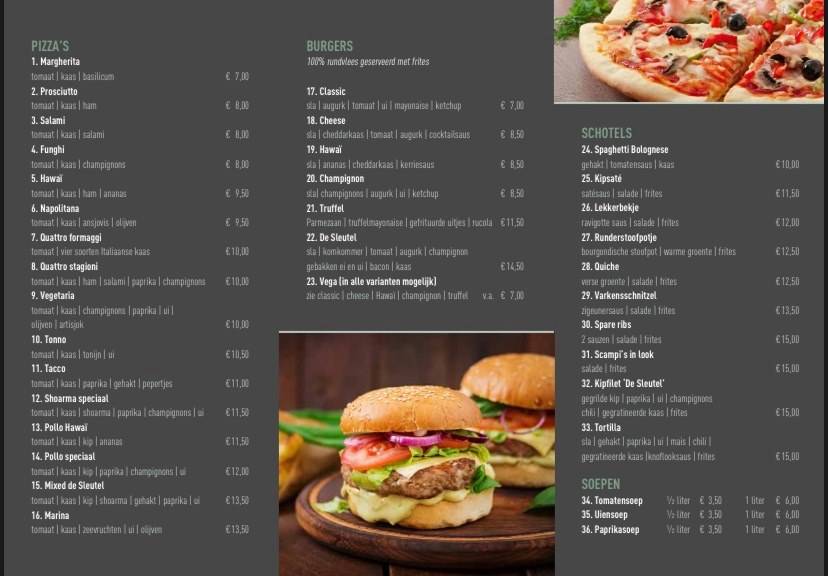 Menu de Bistro Hotel Events de Sleutel