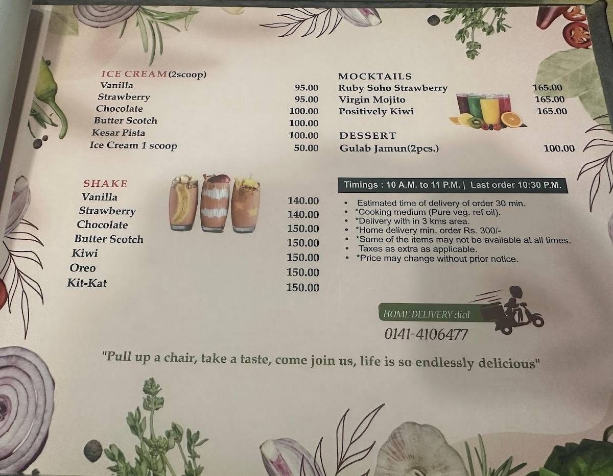 Bistro menu