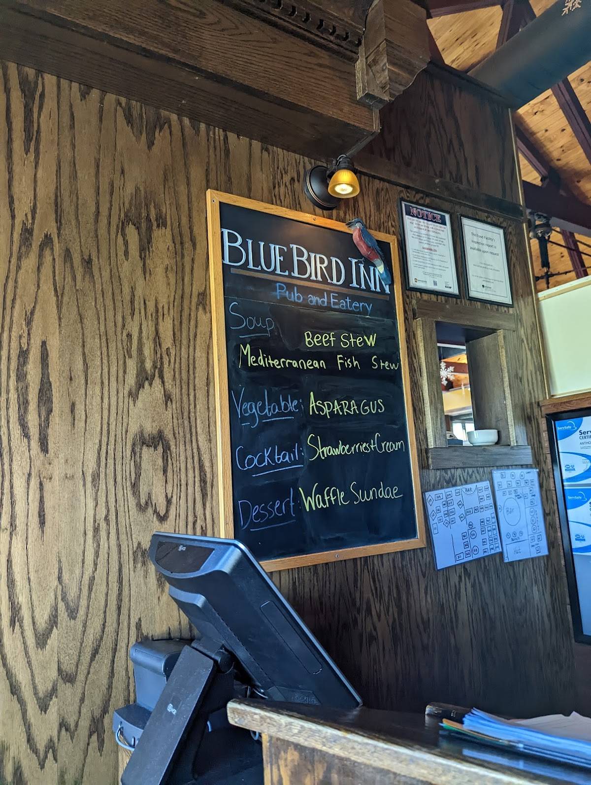 Menu at Blue Bird Inn restaurant, Lebanon