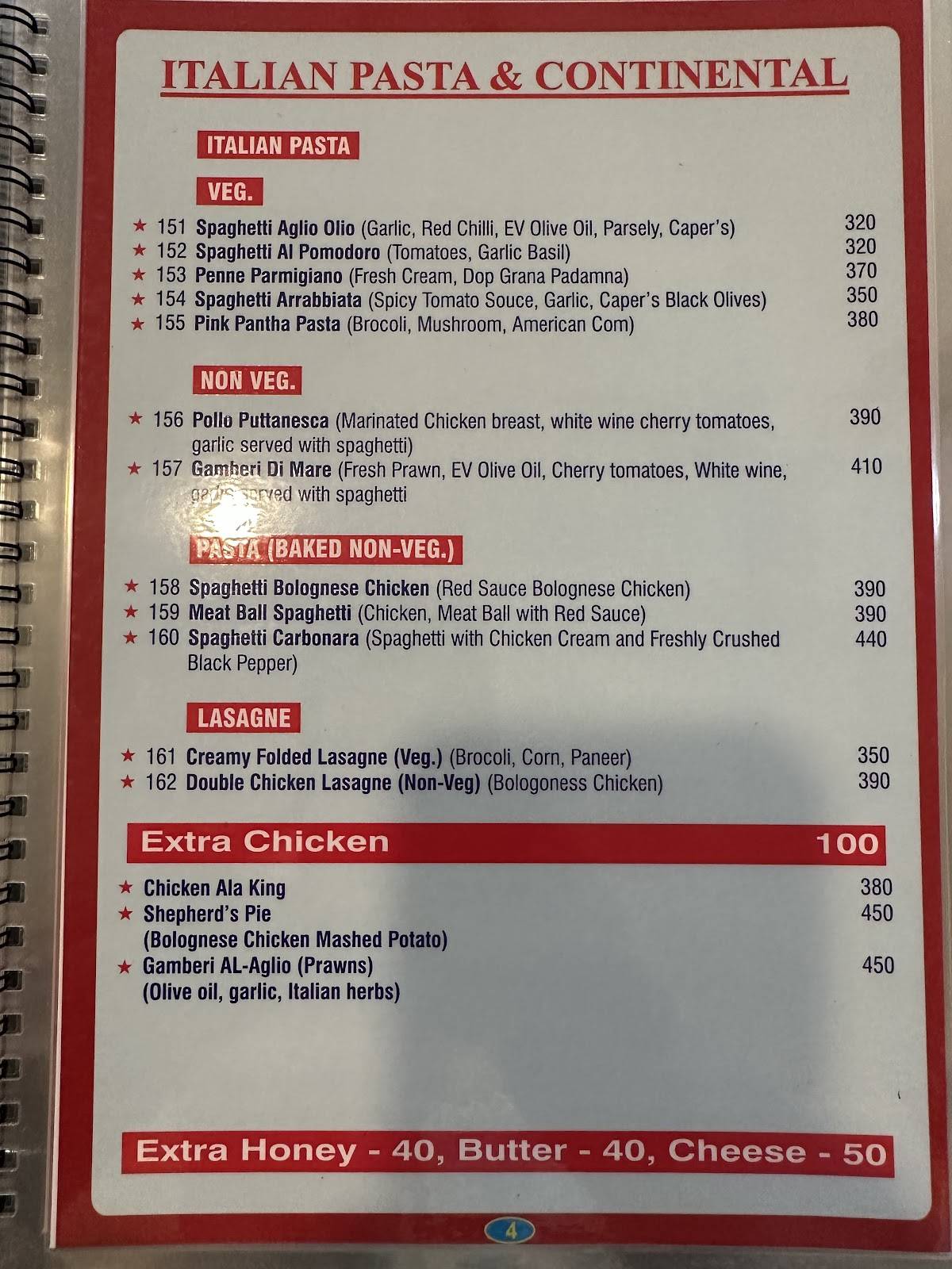 Blue Sky Cafe menu