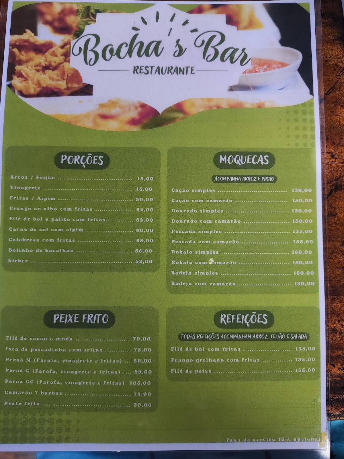 Bocha's Bar cardápio