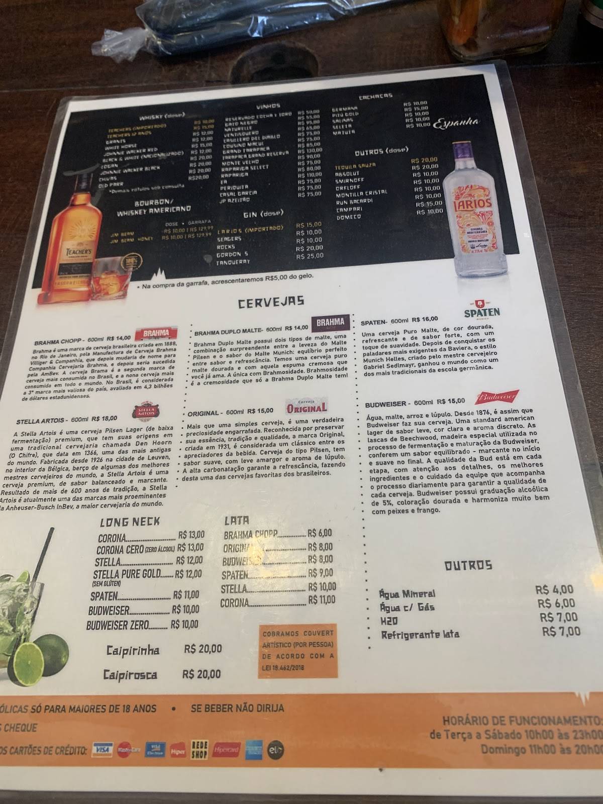 Bodega de Véio - Recife Antigo cardápio