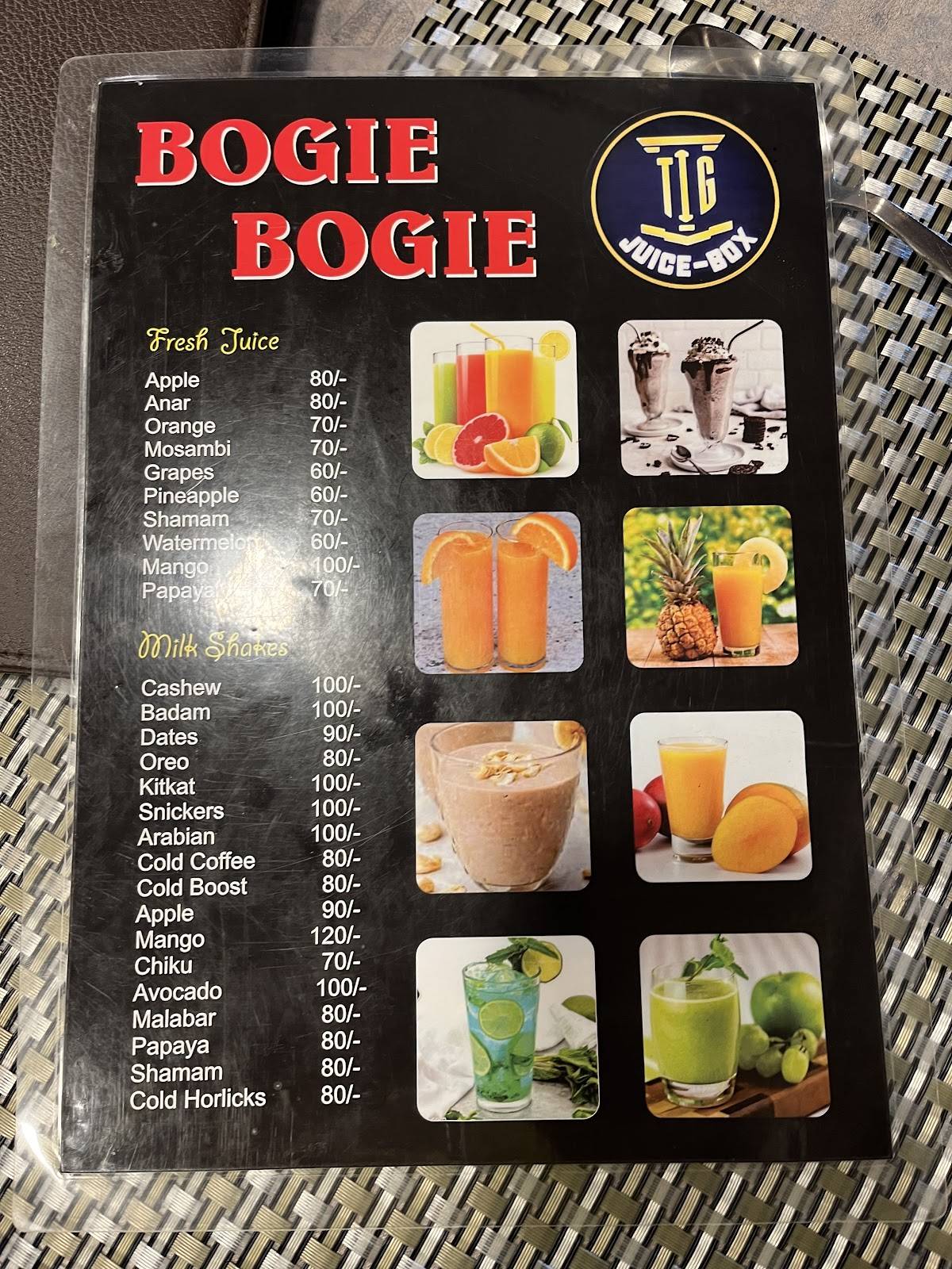 Boogie boogie menu