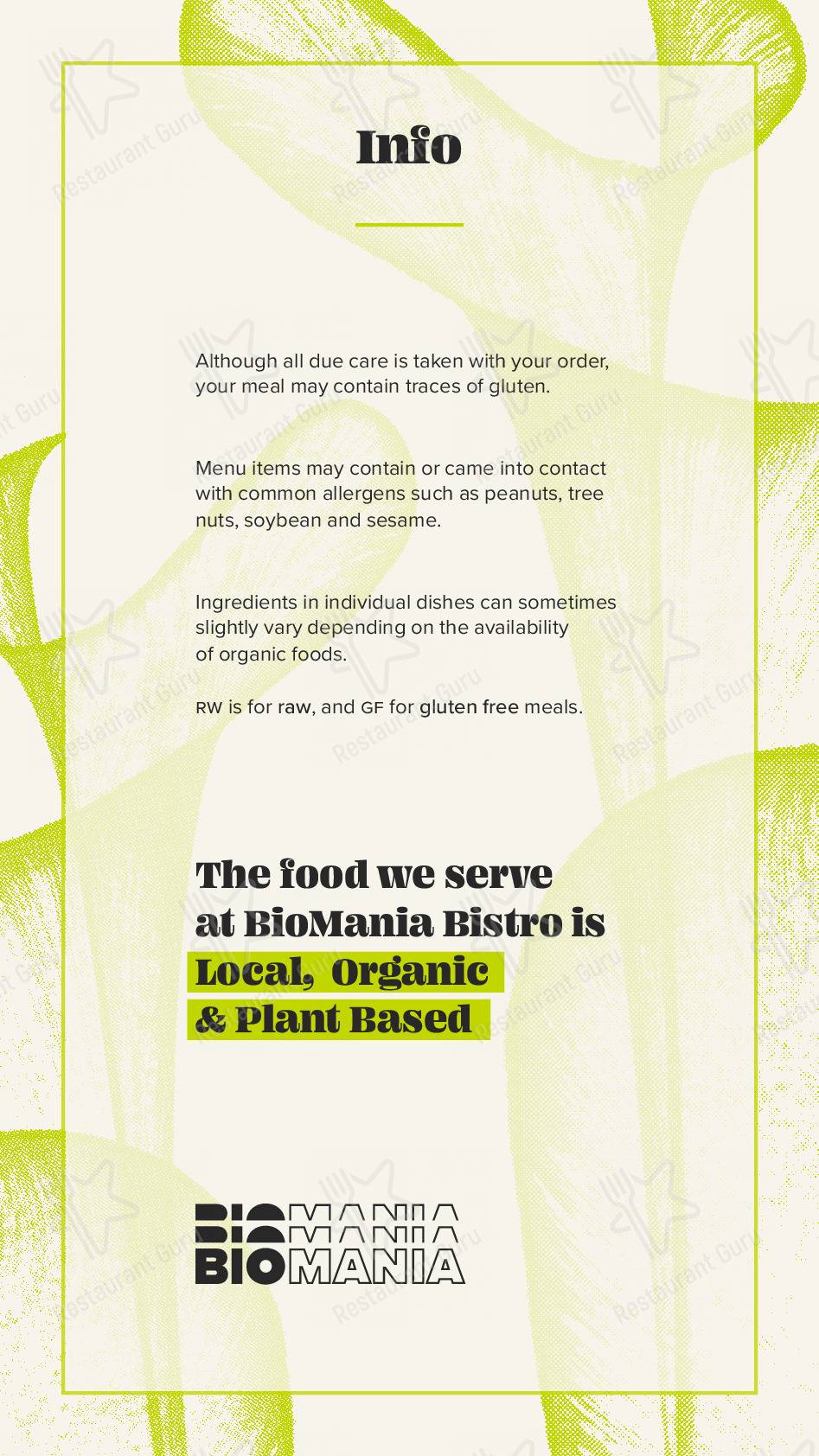 Menu di BioMania Bistro Bol - pasti e bevande