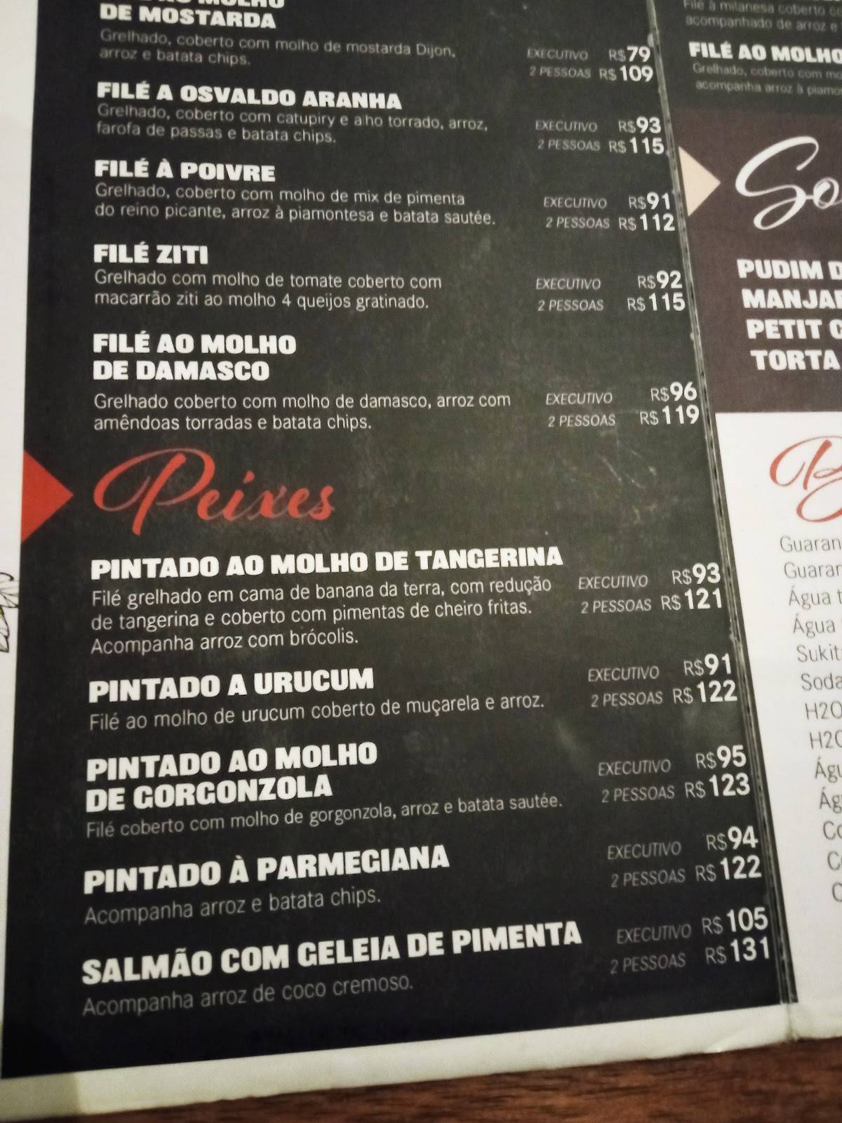 Bom Filé cardápio