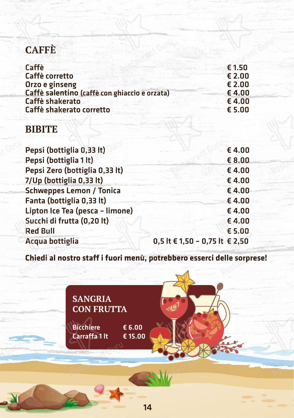 Menu per Boomerang Rimini ristorante