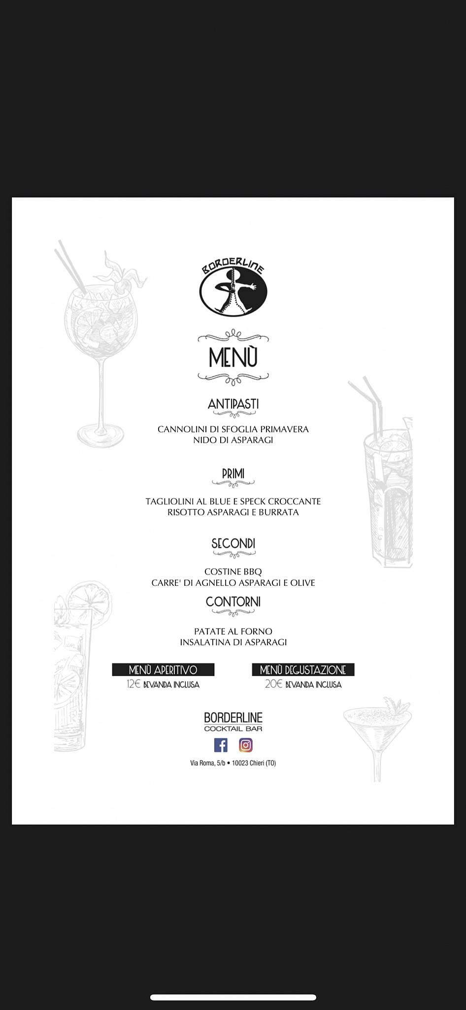 Menu di Borderline Cocktail Bar 