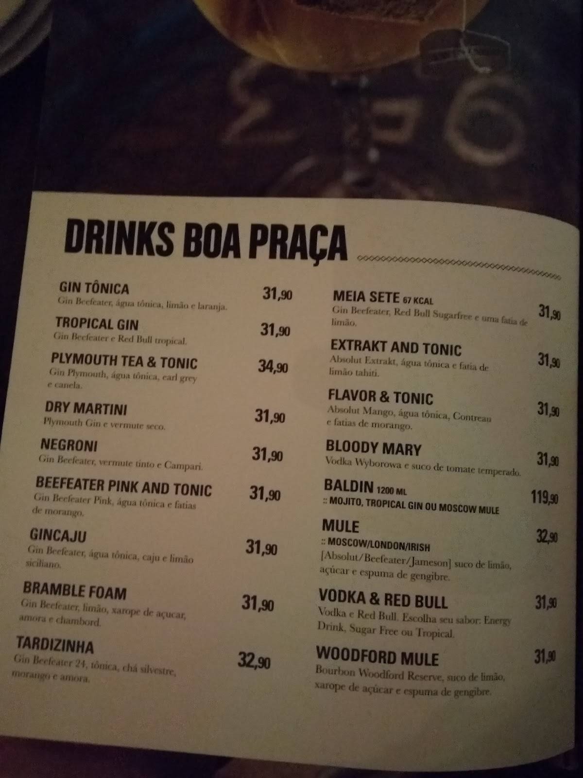 Boa Praça cardápio