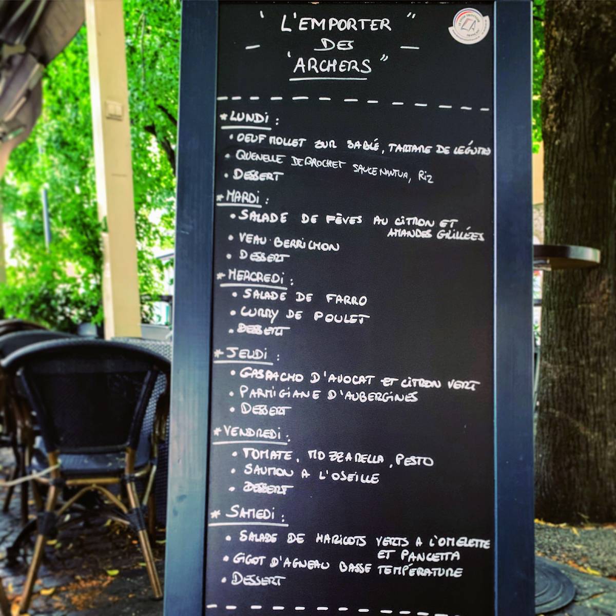 Menu au Bouillon archers restaurant, Grenoble