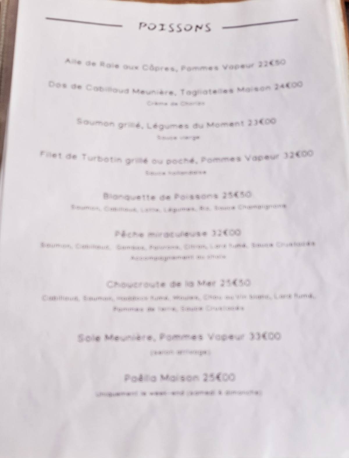 Menu de Chez Jules