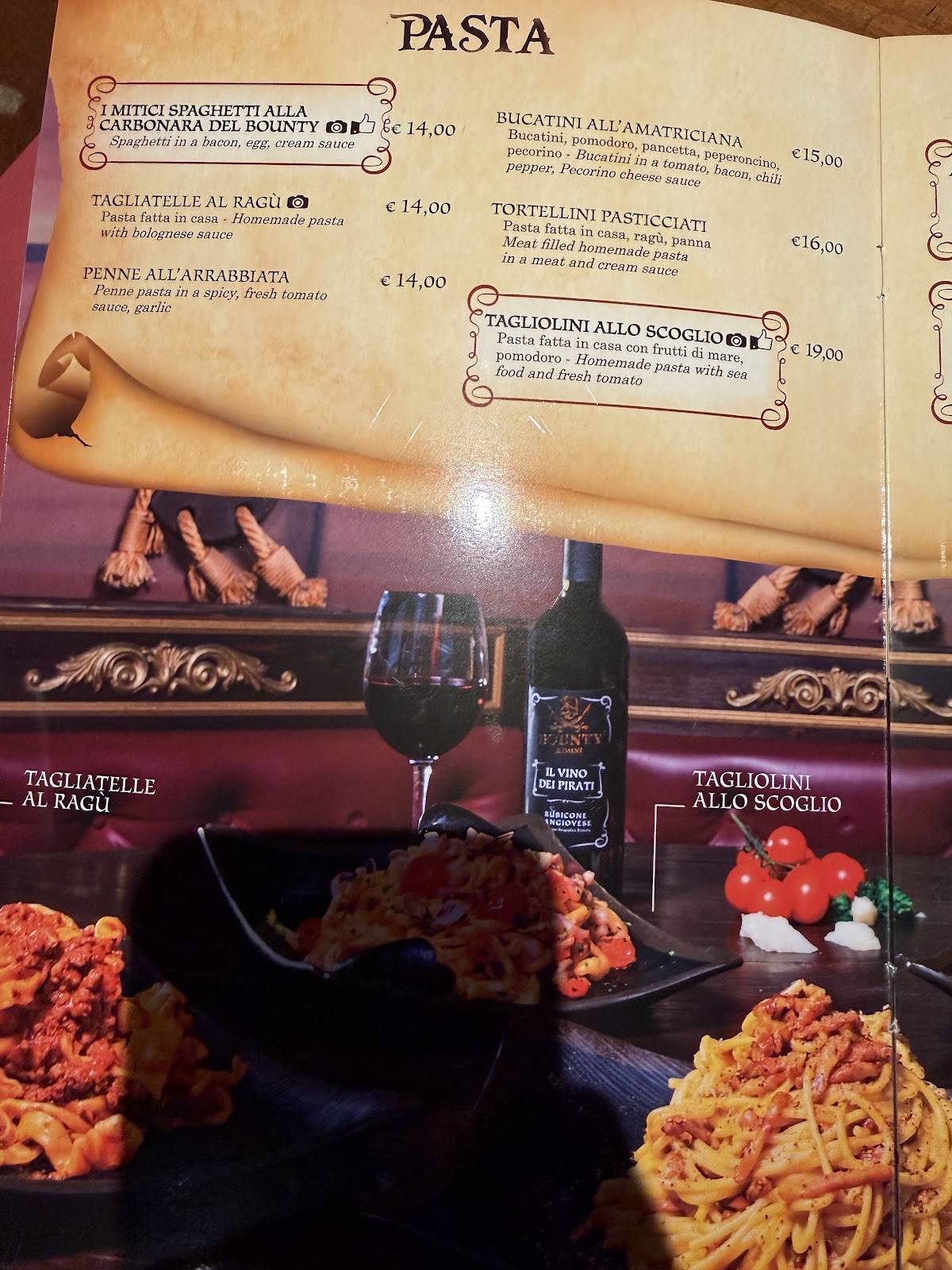 Menu di Bounty Rimini 