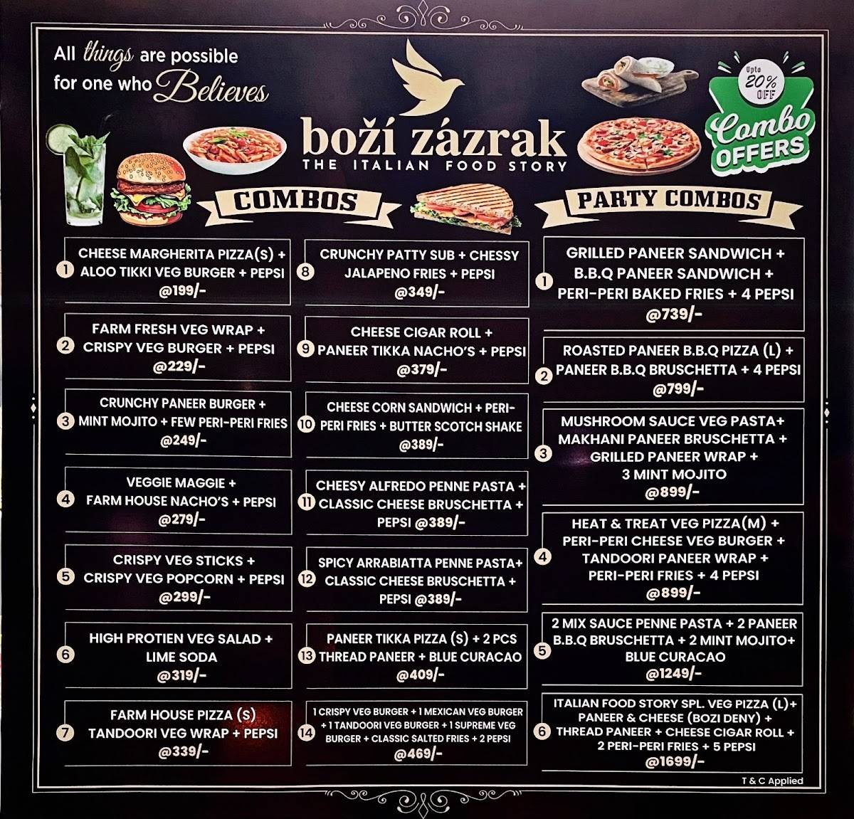 Bozi Zazrak menu