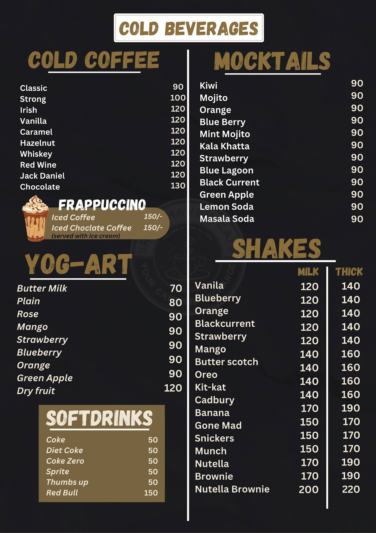 Brew Haven Cafe menu