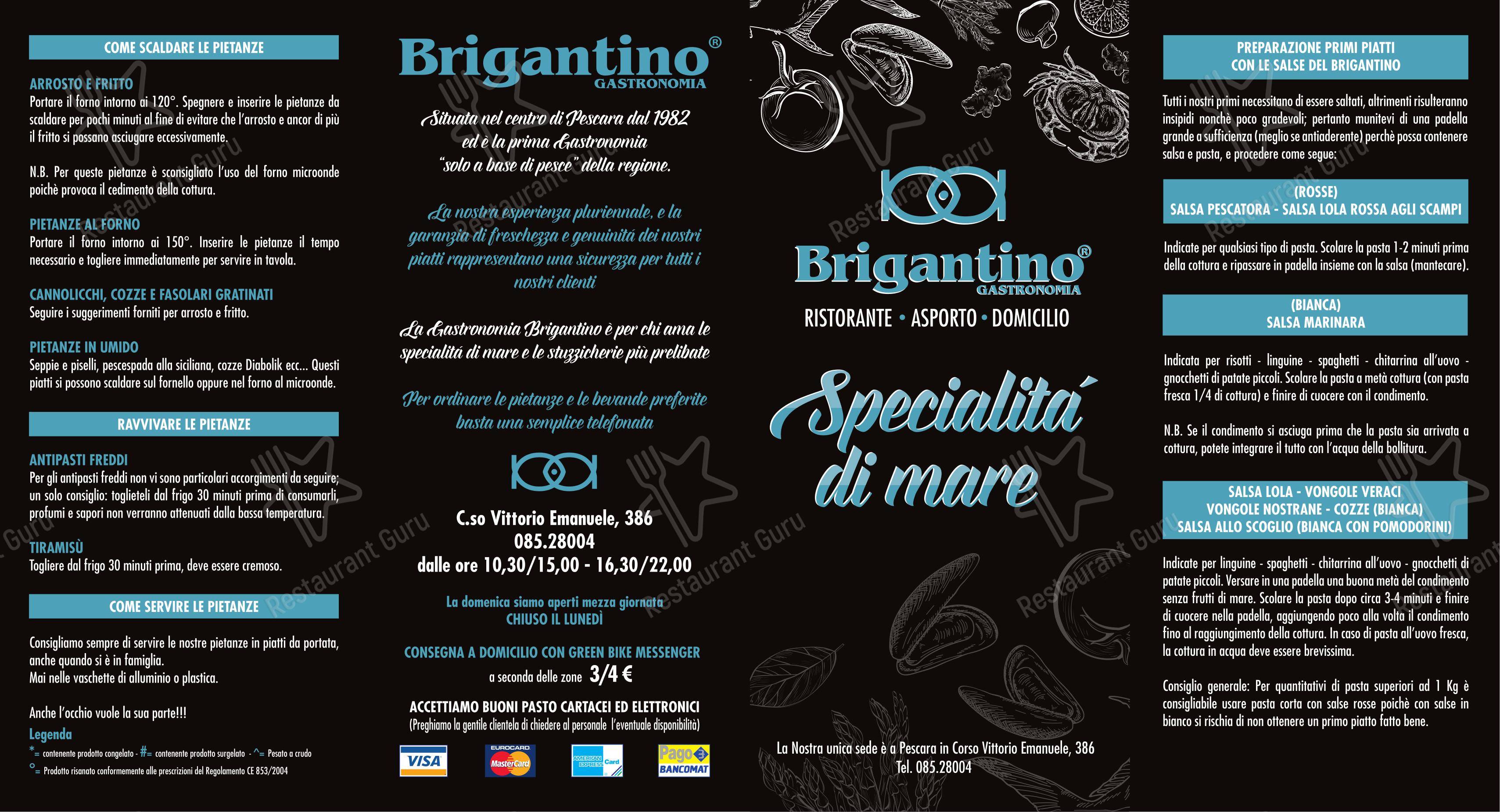 Menu bar per Brigantino Gastronomia in Pescara