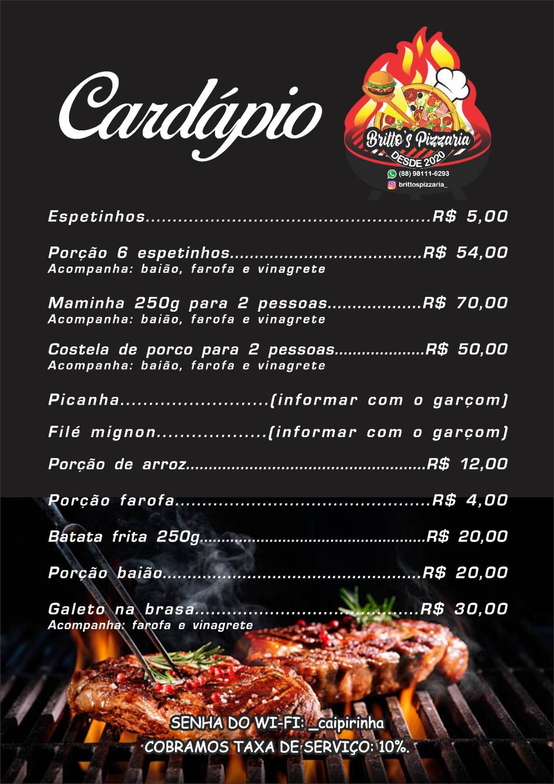 Brittos pizzaria cardápio