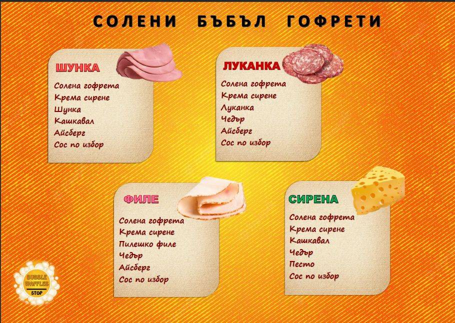 Menu at Bubble Waffles Stop restaurant, Sofia