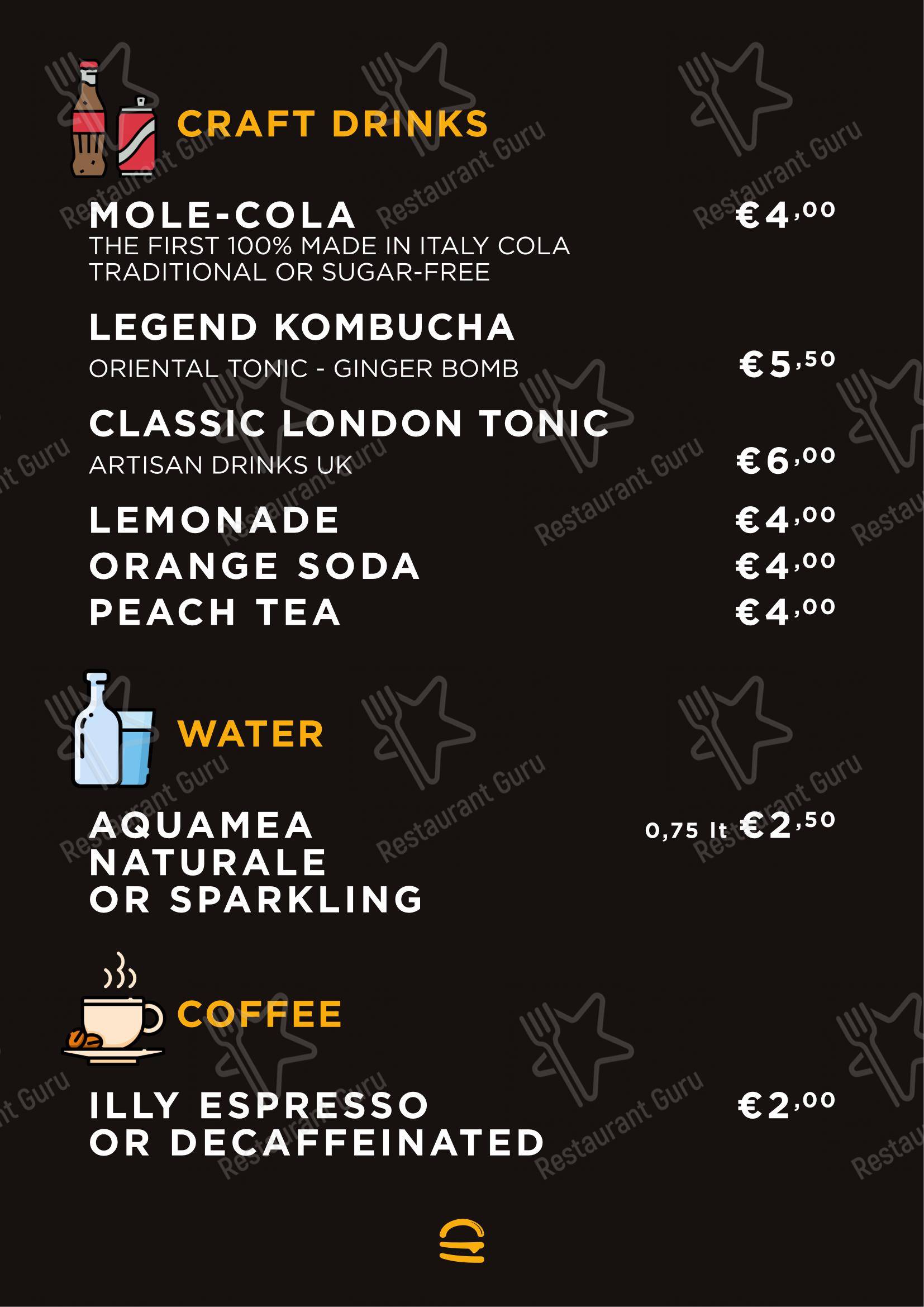 Buns Homemade Burger in Alghero - Menu bar