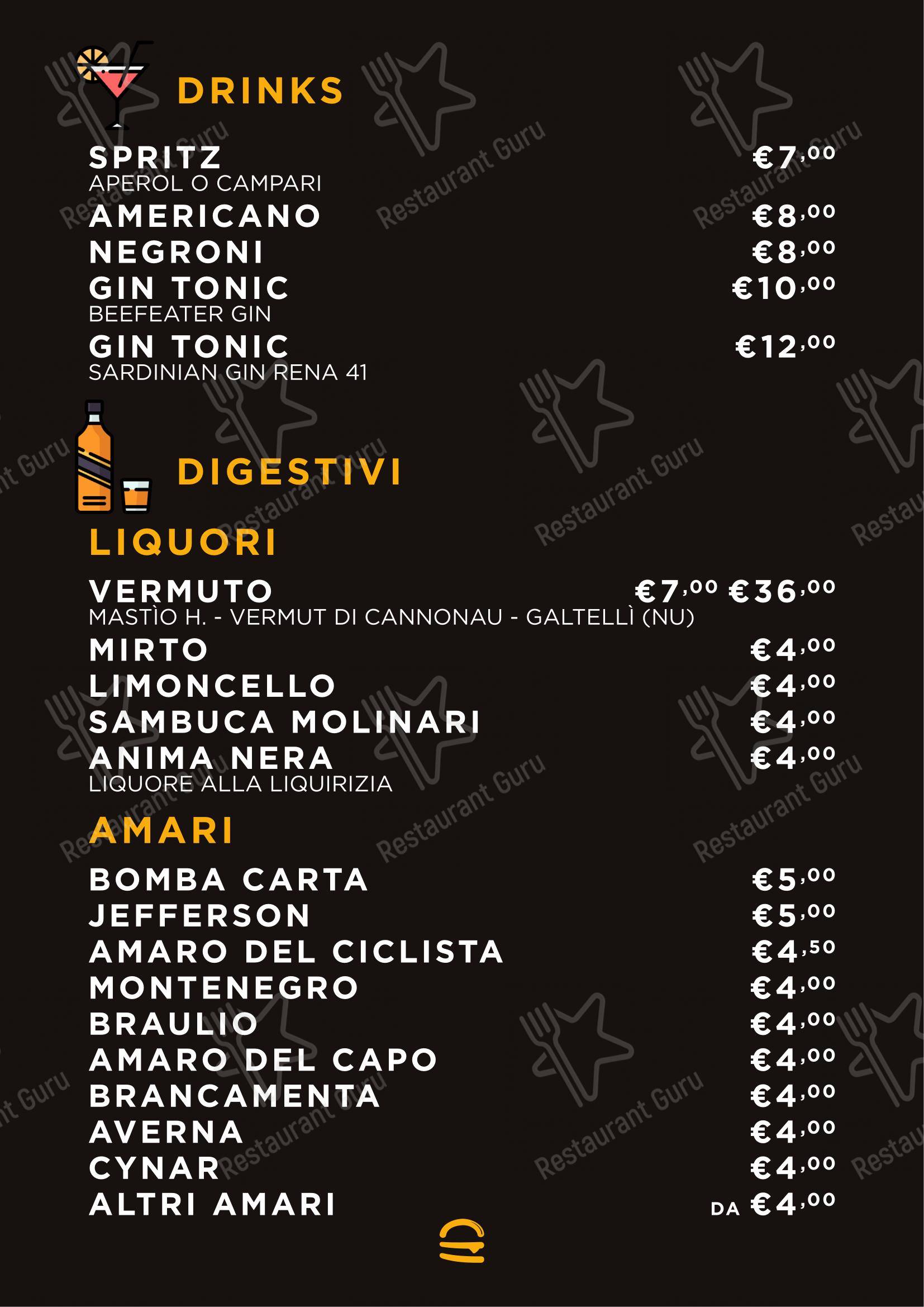 Menu per Buns Homemade Burger ristorante