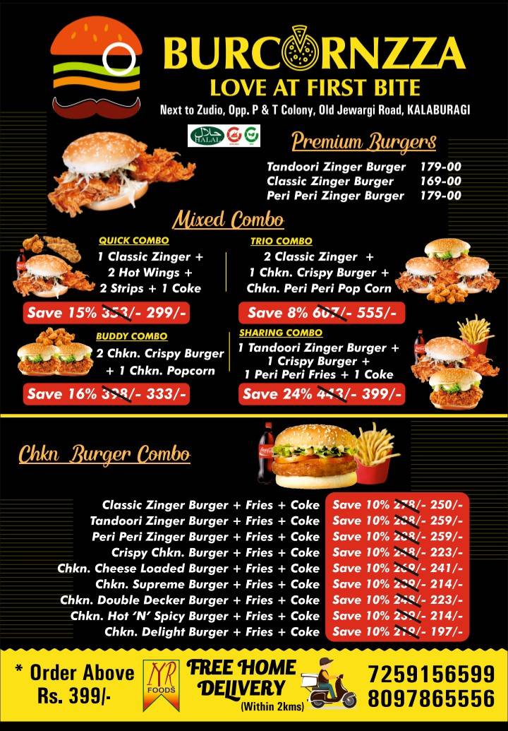 Burcornzza menu
