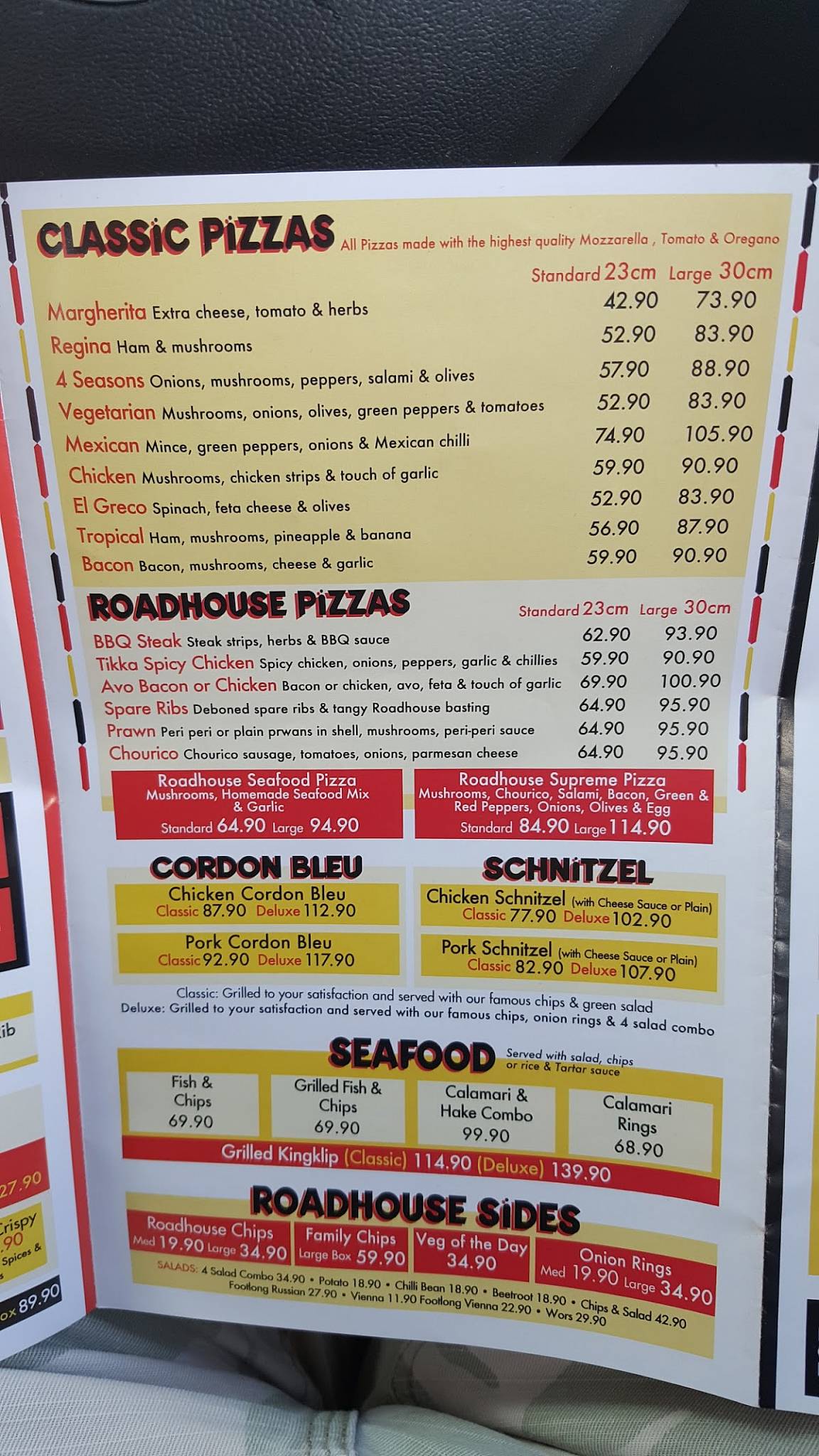 Menu at Burger Box Roadhouse restaurant, Krugersdorp, Gauteng