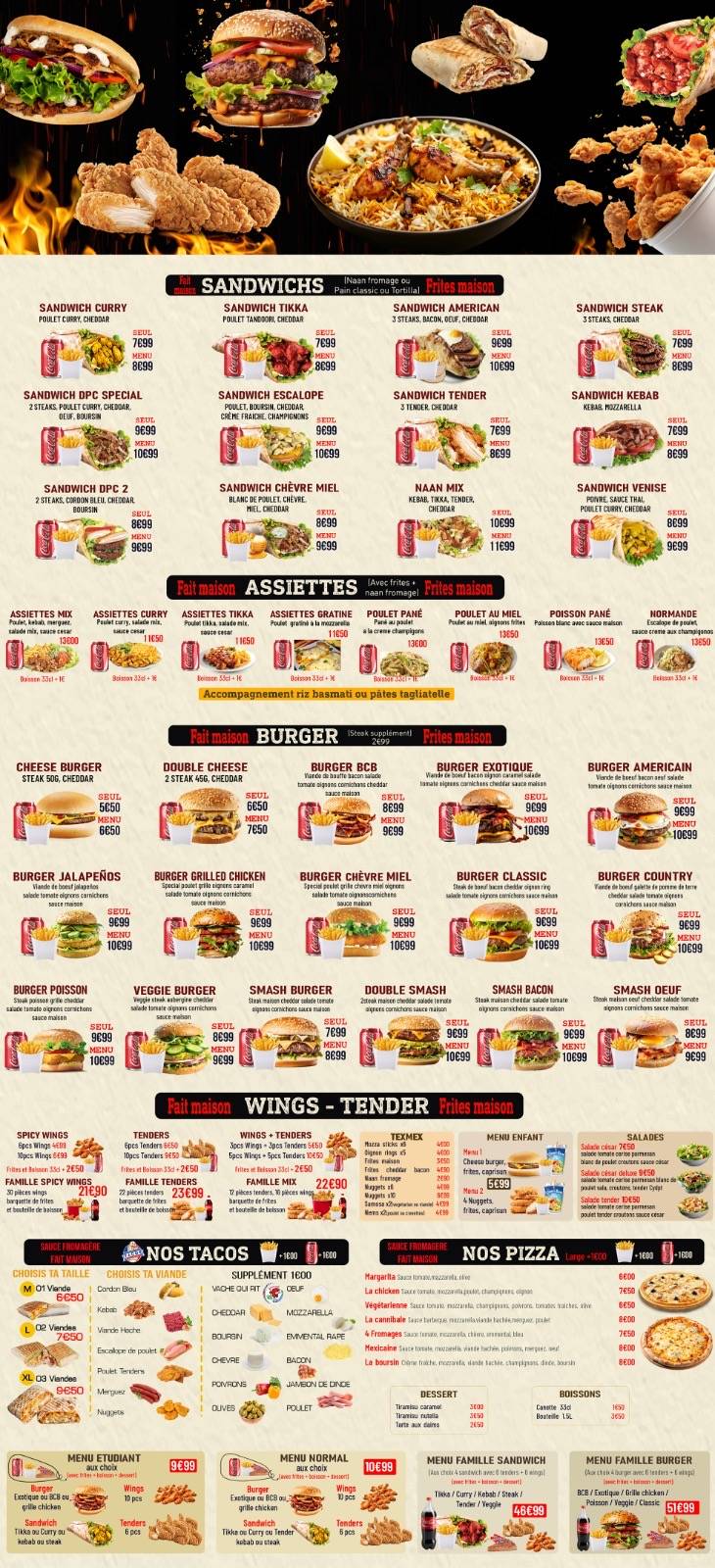 Menu de Burger DPC