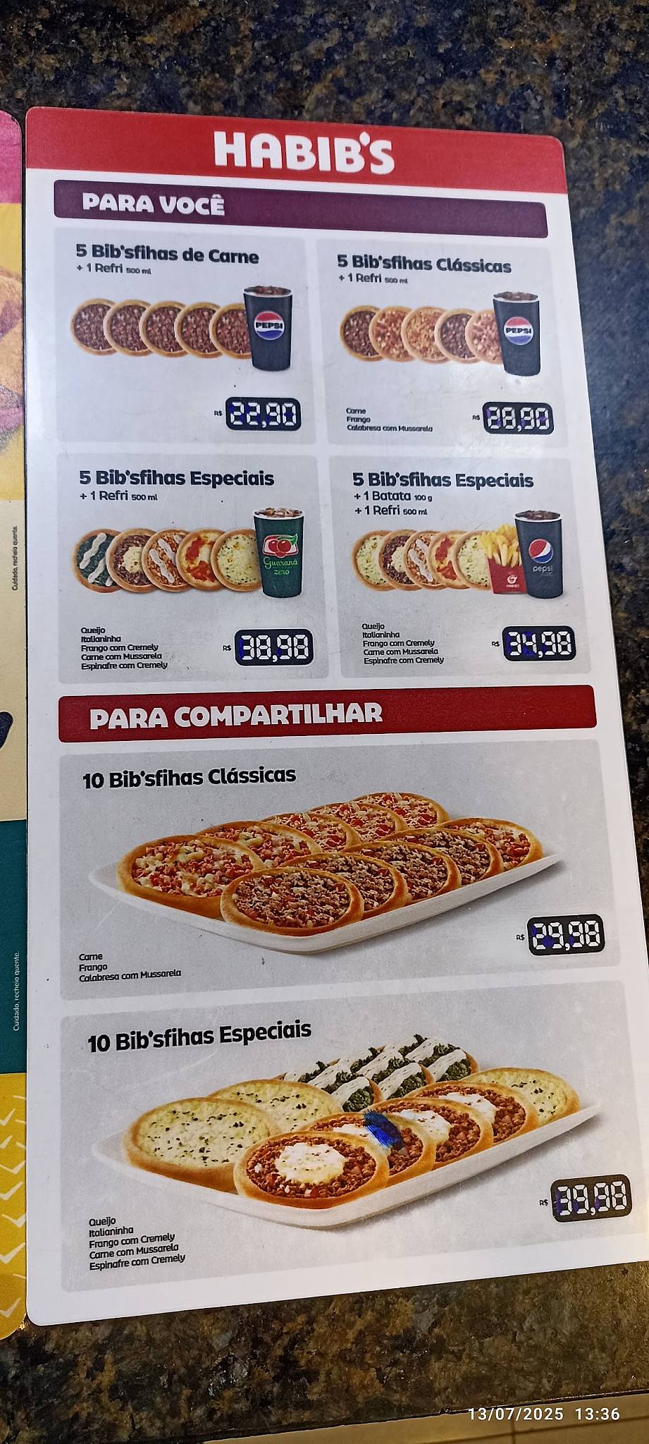 Burger King cardápio