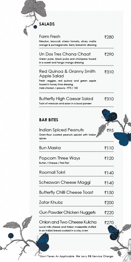 Butterfly High menu
