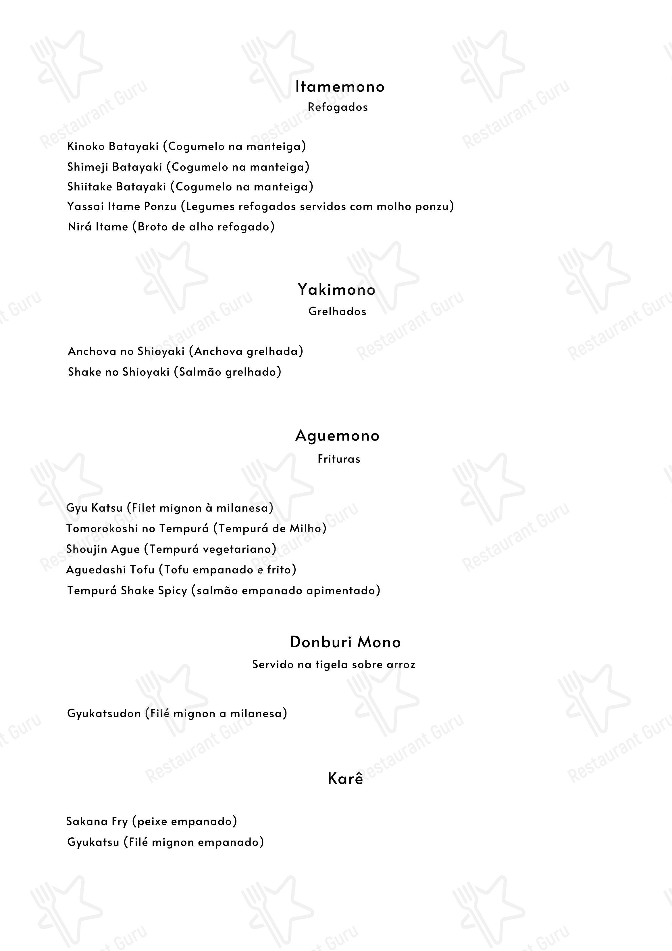 Menu bar para By Koji restaurante