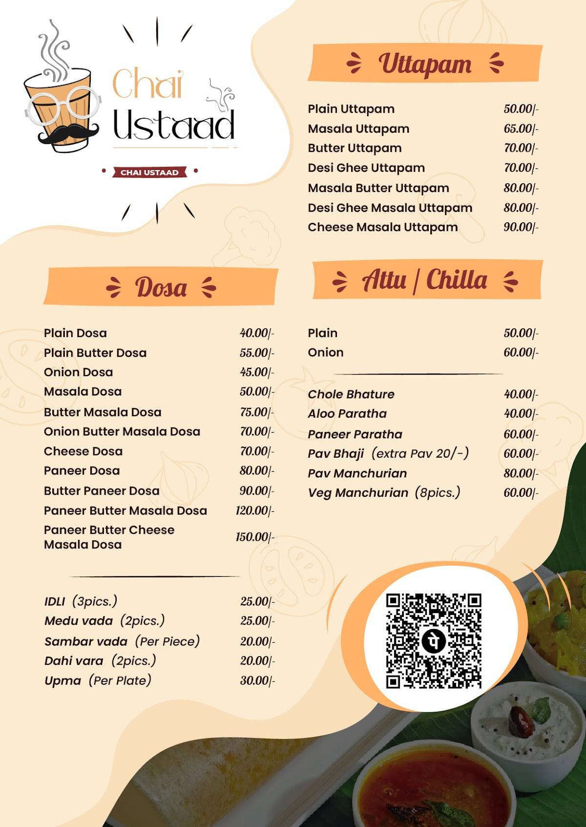CHAI USTAAD menu
