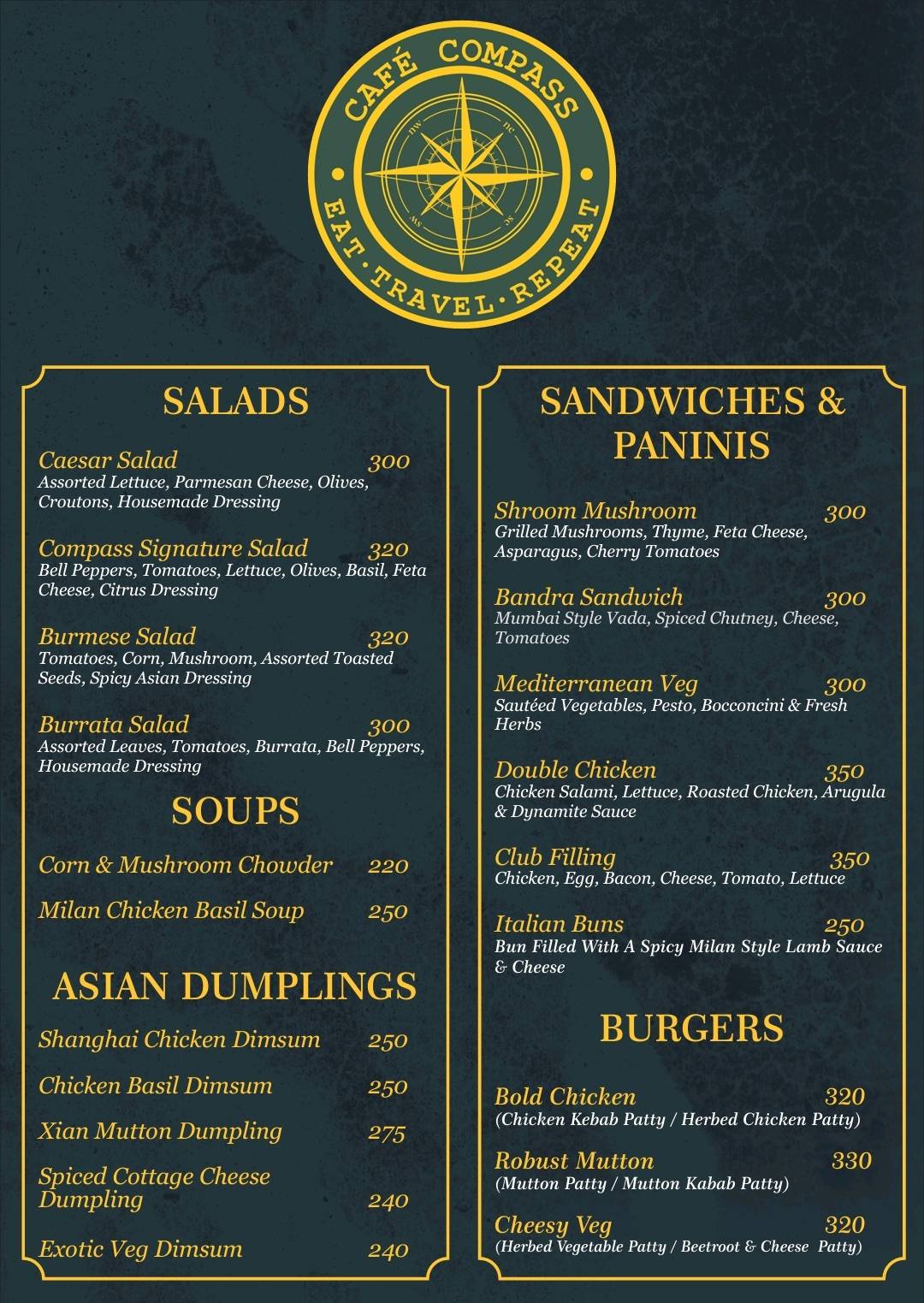 Café Compass menu