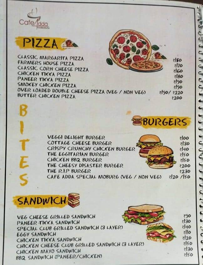 Càfè Addà. menu