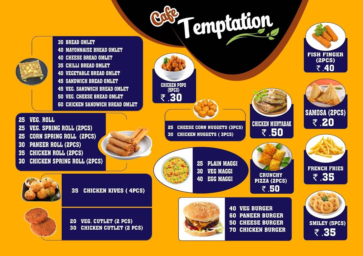 Cafe Temptation menu